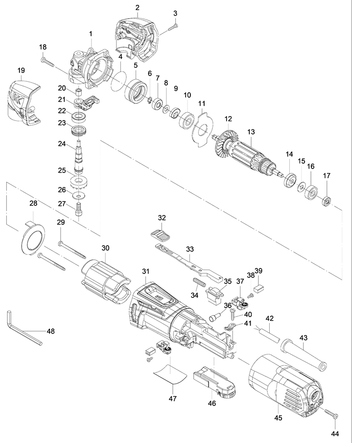 ЗУБР OIS, 550 Вт, реноватор, кейс, набор насадок, Профессионал (МФИ-П550 Н) - разборная схема